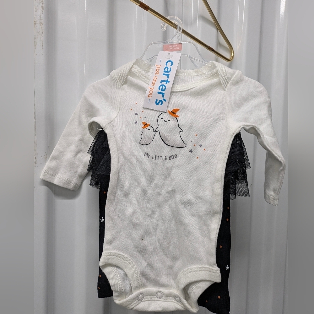 Carter's White and Black Ghost Bodysuit Set